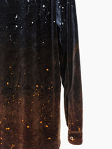 Kozaburo AW22 Bonfire Painted/Bleached Velour Snap Shirt