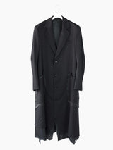 Sulvam SS23 Long Asymmetrical Slashed Back Wool Coat