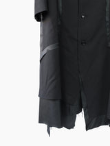 Sulvam SS23 Long Asymmetrical Slashed Back Wool Coat