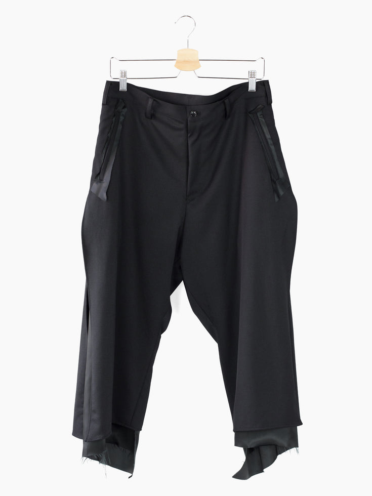 Sulvam SS23 Wool Side Slash Cropped Trousers