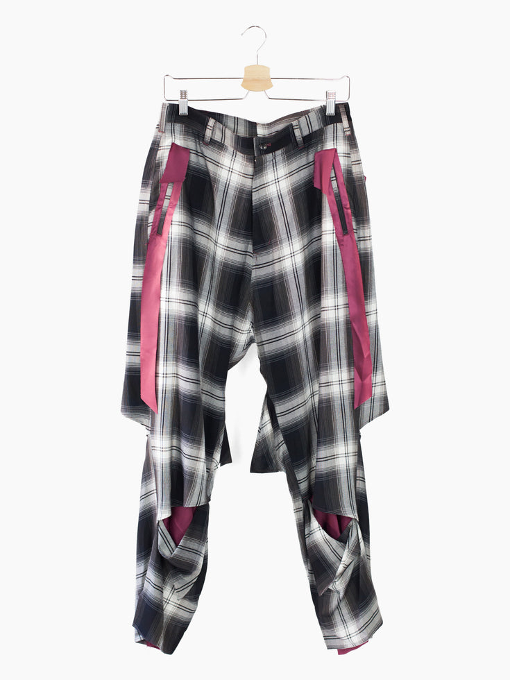 Sulvam SS23 Rayon Plaid Slash Layered Pants