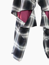 Sulvam SS23 Rayon Plaid Slash Layered Pants