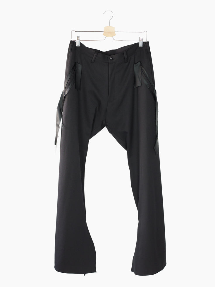 Sulvam SS23 Wool Flared Split Hem Trousers