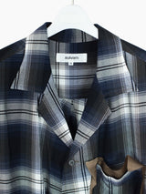 Sulvam SS23 Open Collar Draped Rayon Plaid Shirt