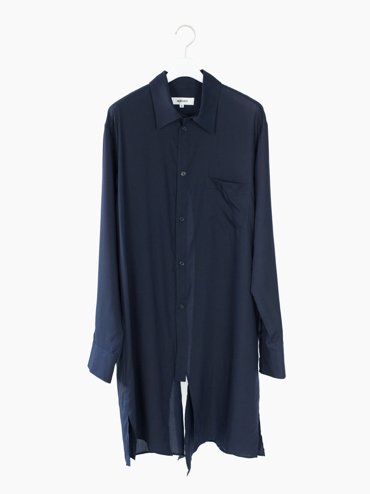 Sulvam SS23 Long Rayon Slashed Back Shirt