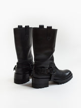 Miu Miu Lug Sole Harness Riding Boots