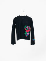 Yohji Yamamoto Y's Floral Appliqué Sweater