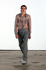 Helmut Lang SS02 Transparent Silk Striped Button Shirt